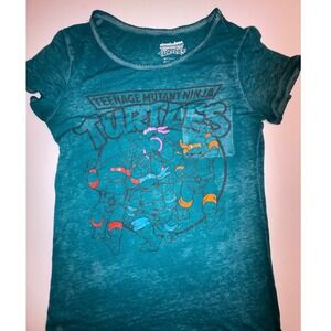 Nickelodeon Teenage Mutant Ninja Turtles Graphic T Shirt Teal Womans S‎ 3/5